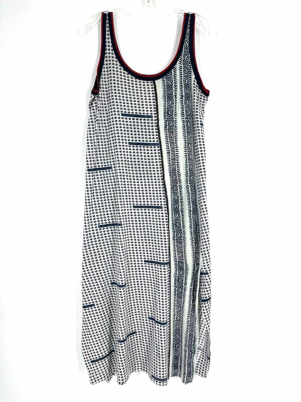 Fuzzi Size S Ivory/Navy Midi Print Designer Dress